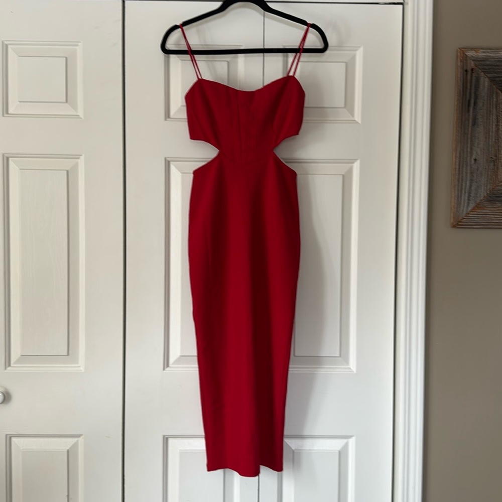 Hello Molly Red Bodycon Dress with Cutouts